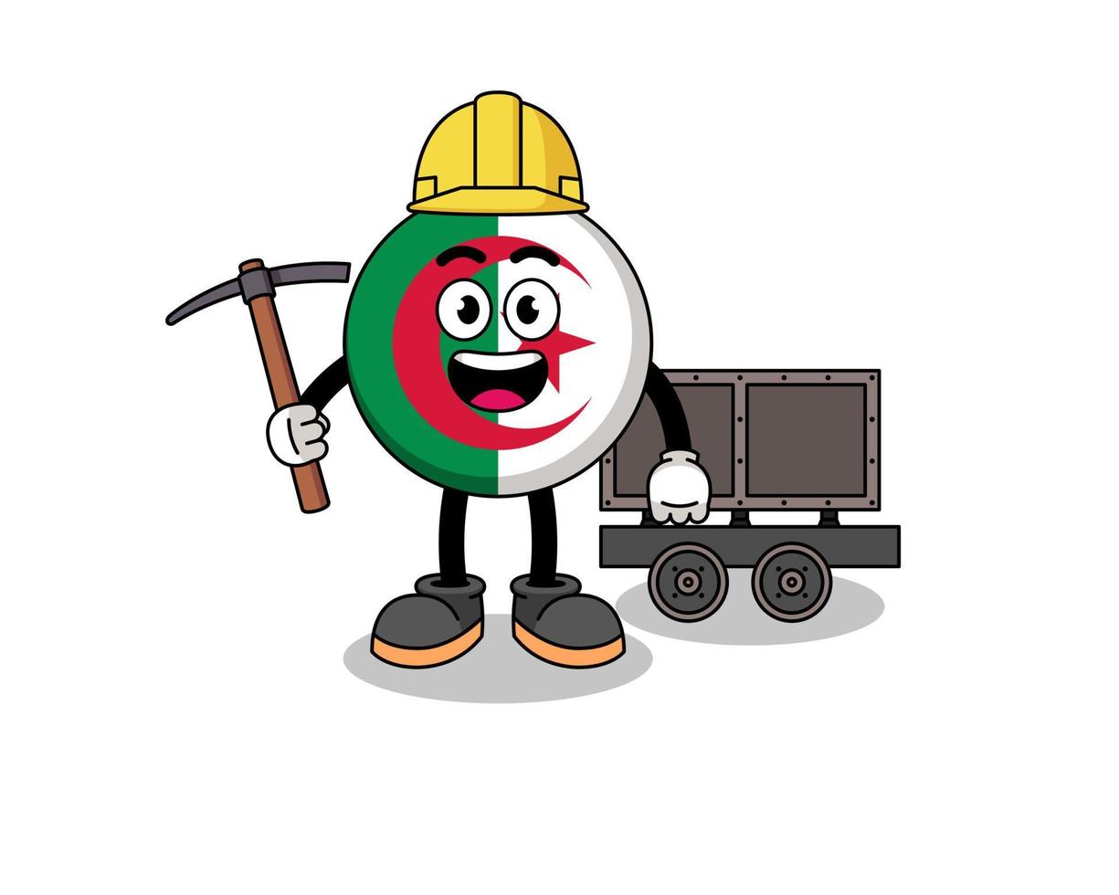 maskot illustration av algeriet flagga gruvarbetare vektor