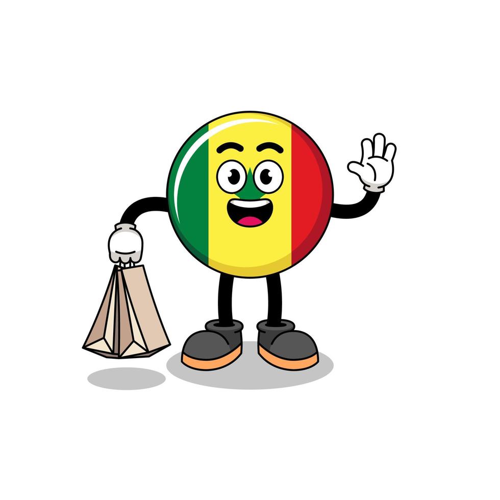 karikatur des senegal-flaggeneinkaufs vektor