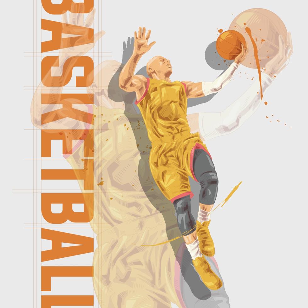 basketballspieler-illustrationscharakter im abstrakten stil vektor