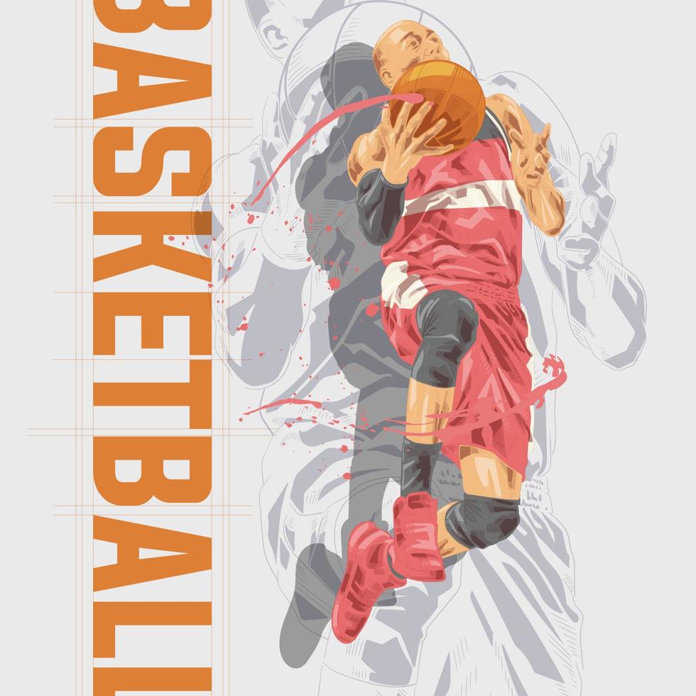 basketballspieler-illustrationscharakter im abstrakten stil vektor