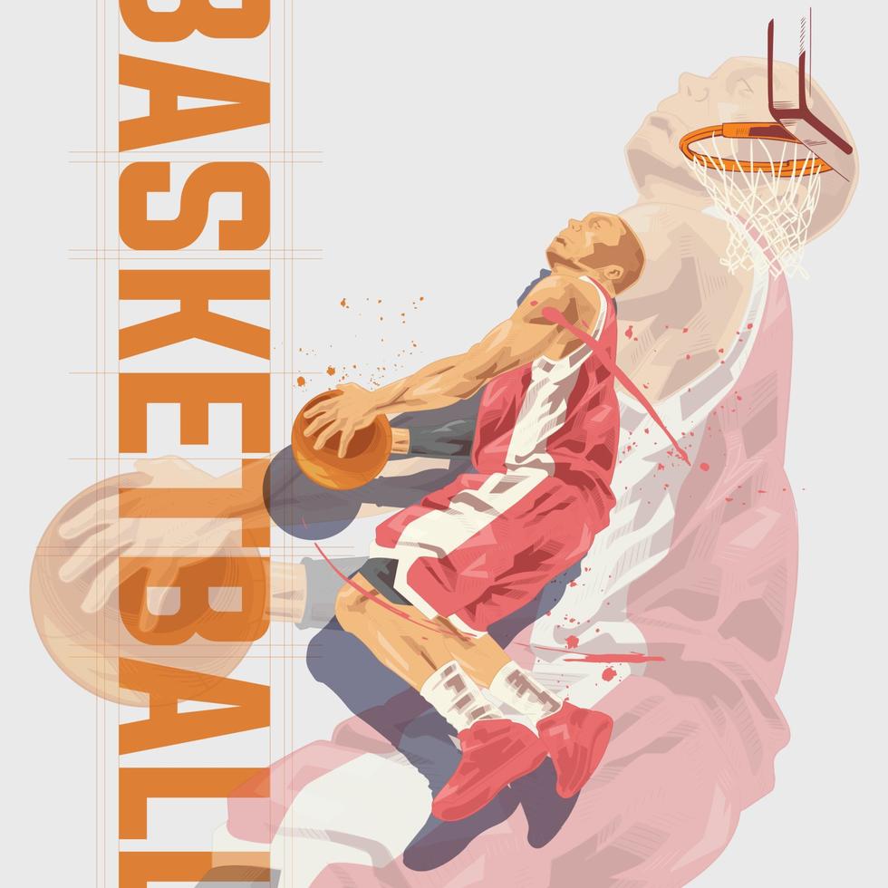 basketboll spelare illustration karaktär i abstrakt stil vektor