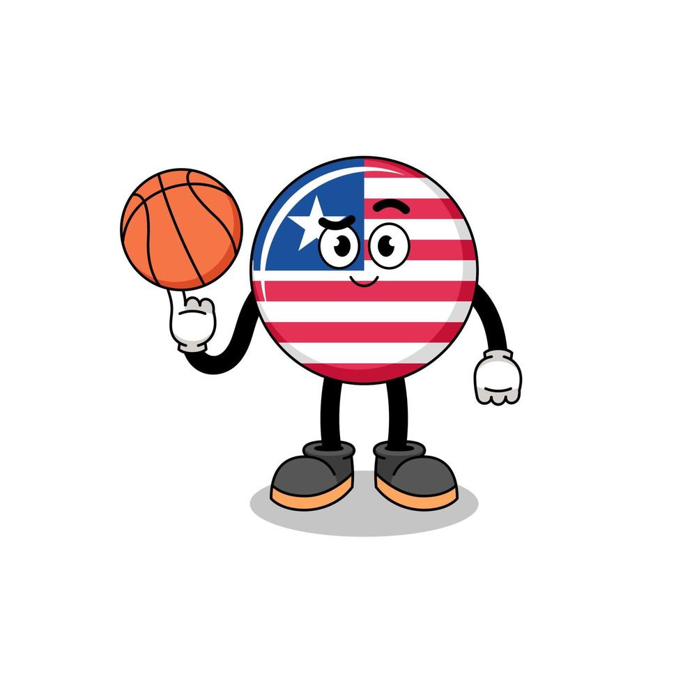 Liberia-Flaggenillustration als Basketballspieler vektor