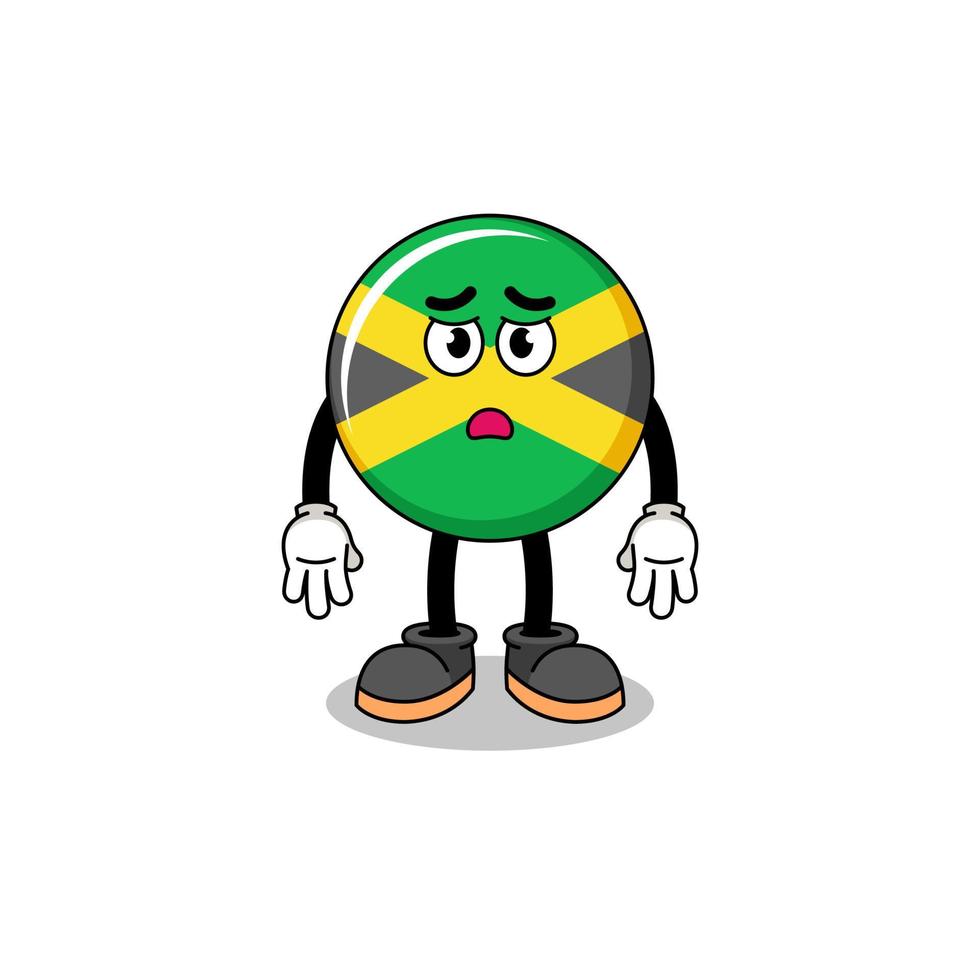 jamaica flagga tecknad serie illustration med ledsen ansikte vektor