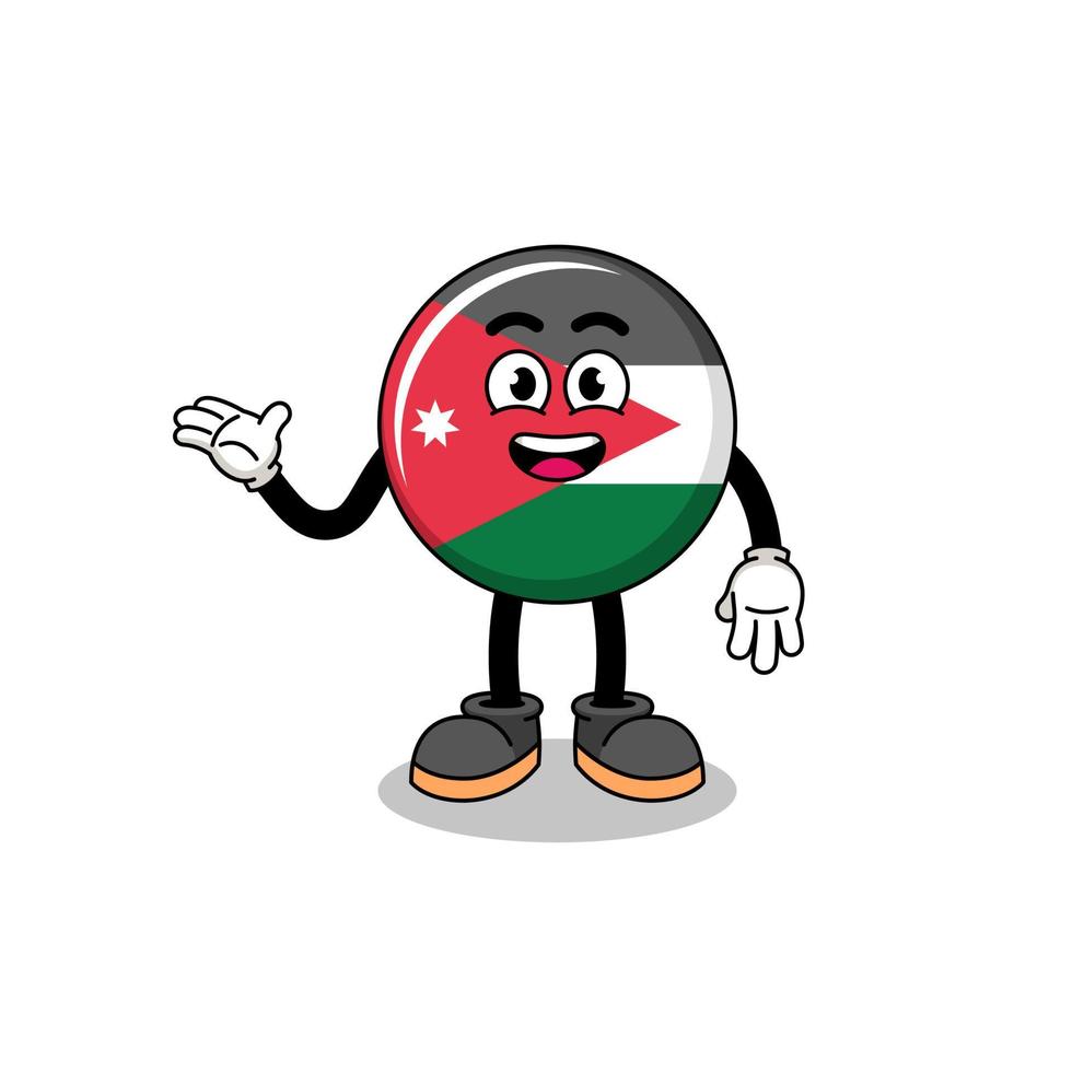 jordanien-flaggenkarikatur mit willkommener pose vektor