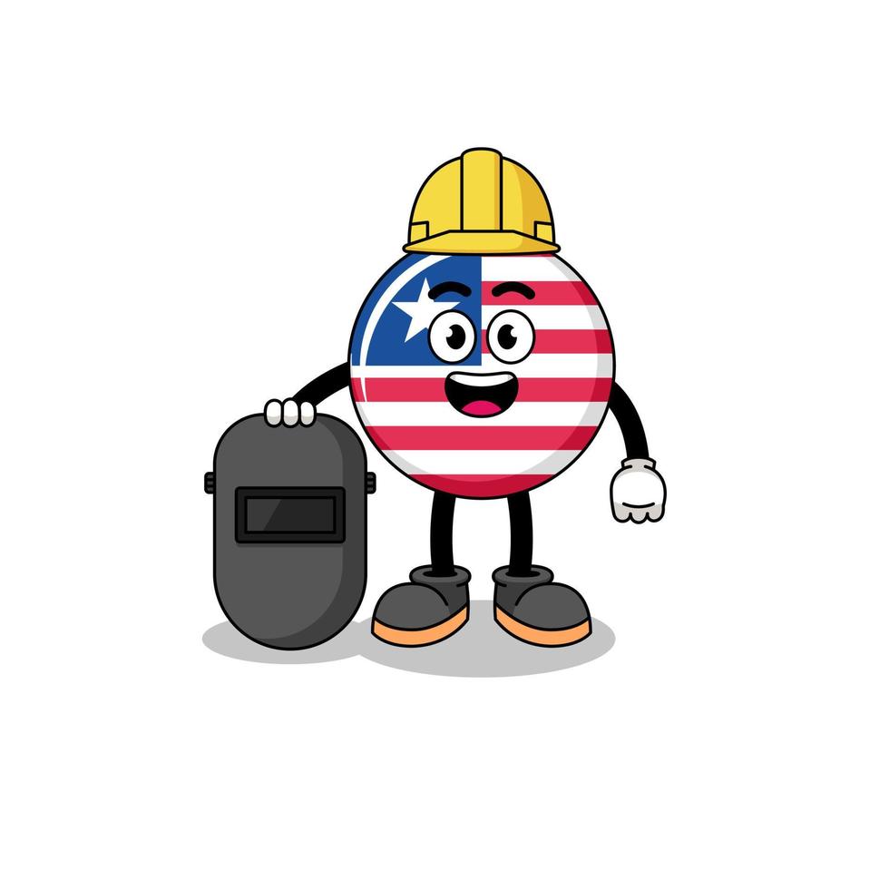 maskot av Liberia flagga som en svetsare vektor