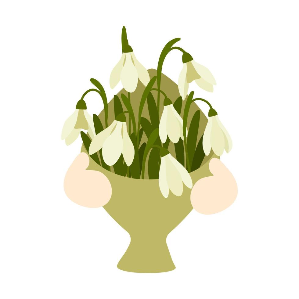 Vektor-Illustration von Schneeglöckchen. Strauß Frühlingsblumen. Geschenk. vektor