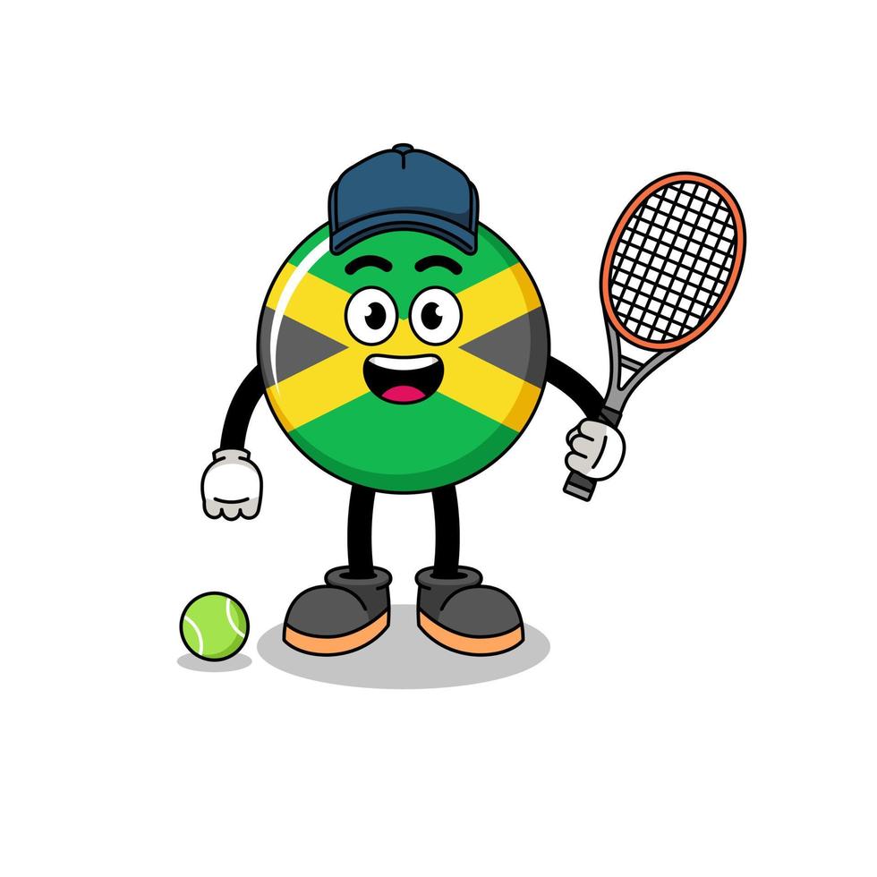 jamaika-flaggenillustration als tennisspieler vektor