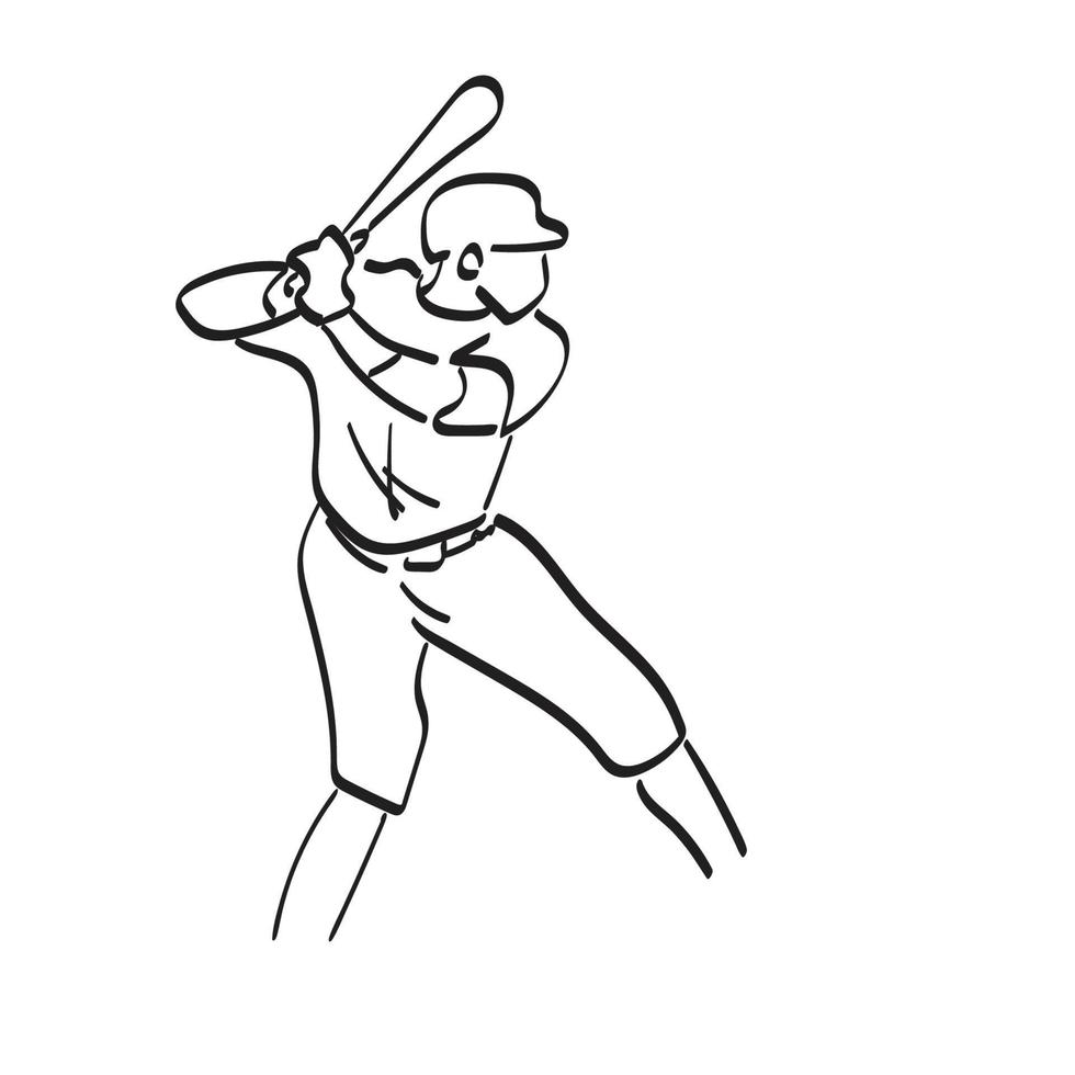 linje konst baseboll spelare illustration vektor hand dragen isolerat på vit bakgrund