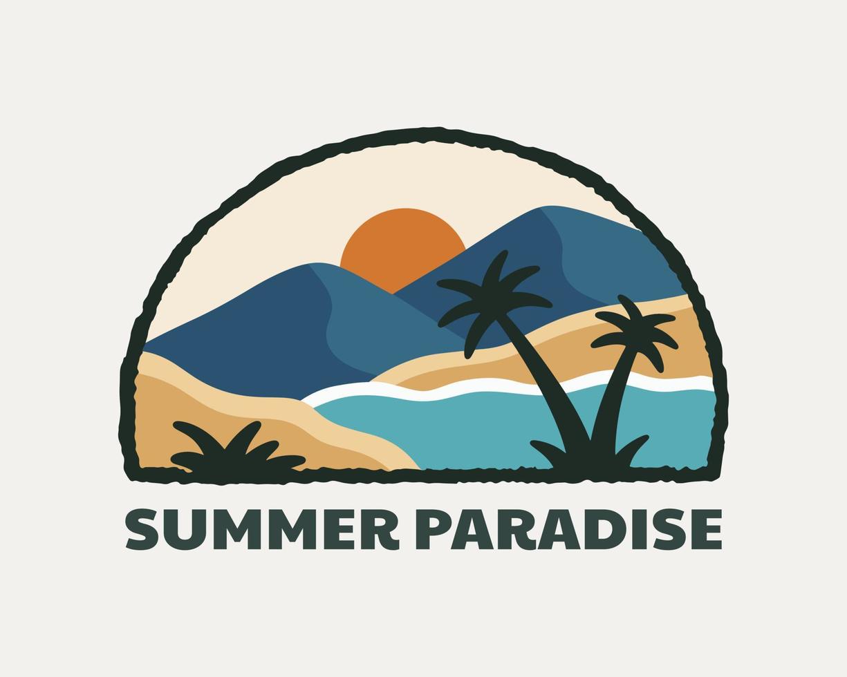 Sommerparadies-Design für T-Shirt, Abzeichen, Aufkleber usw vektor
