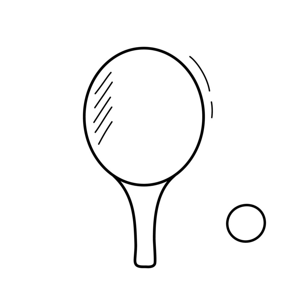 Tischtennisball und Rakete. Sport-Doodle-Vektor-Illustration isoliert vektor