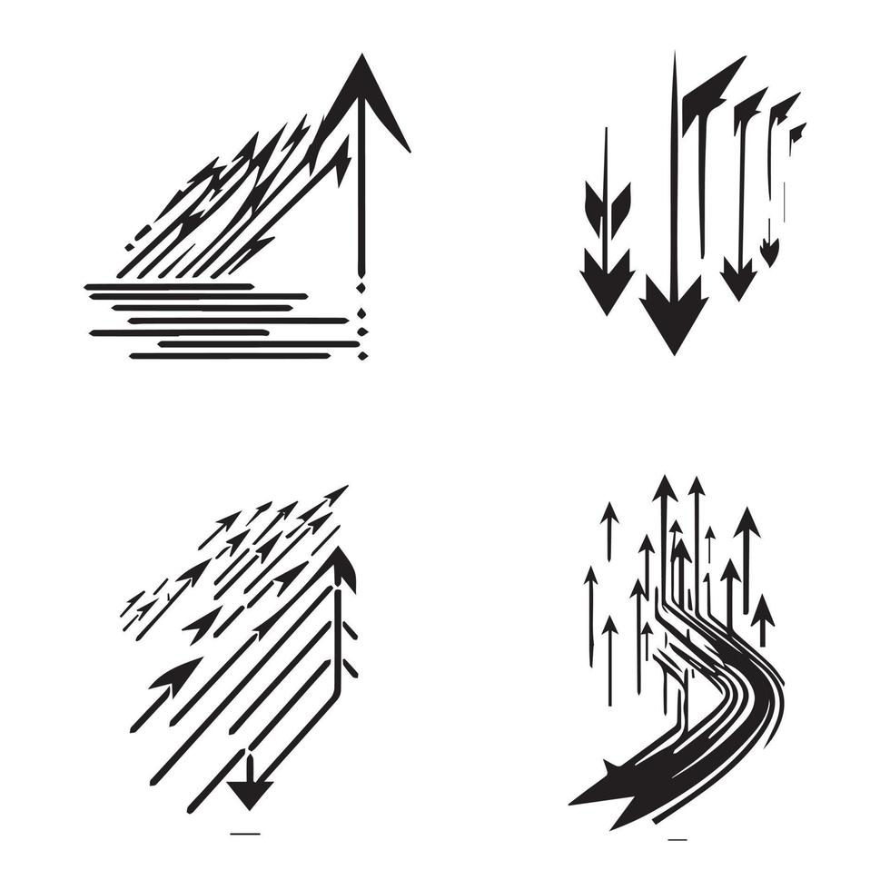 satz abstrakte pfeile schwarze umrissvektorillustration vektor