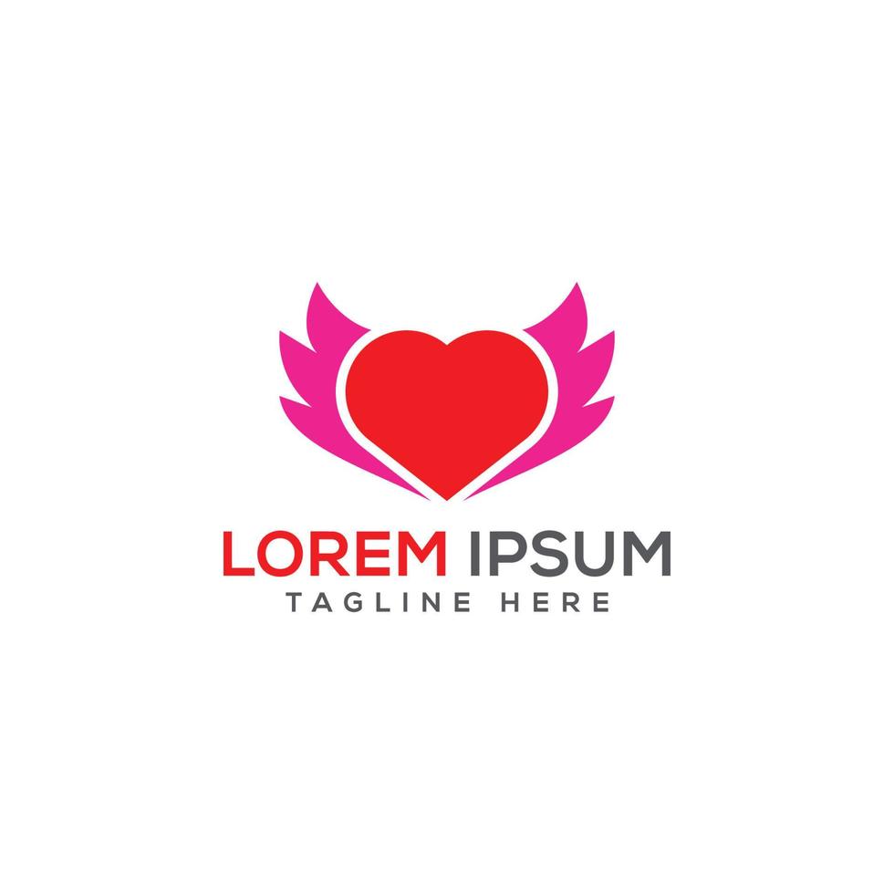 Liebe Form Engelsflügel Logo-Design vektor