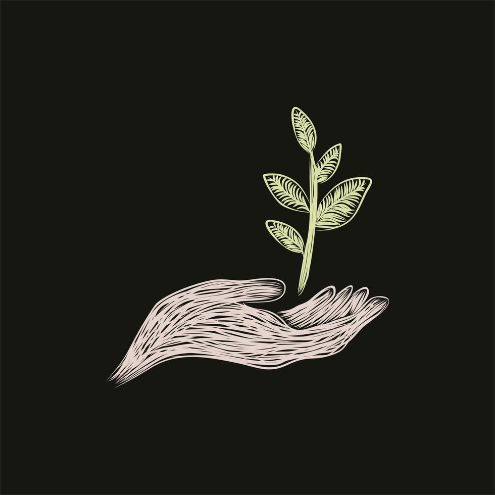 hand blatt pflege natur illustration artwork design vektor