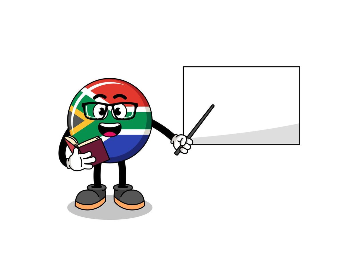 maskot tecknad serie av söder afrika flagga lärare vektor