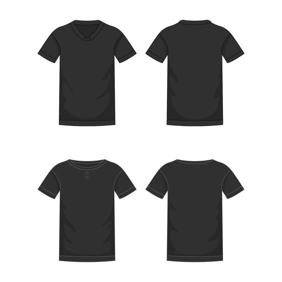 översikt svart t-shirt mall falsk upp vektor
