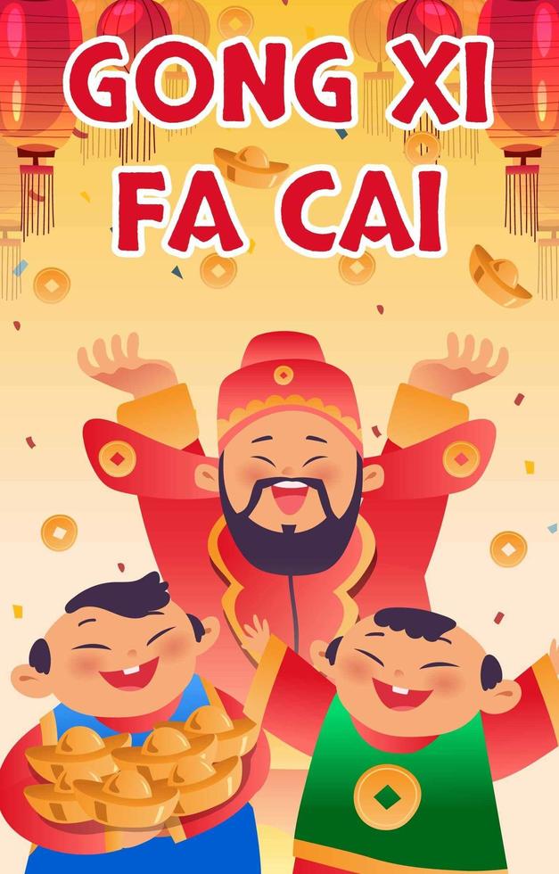 gong xi fa cai koncept konst vektor