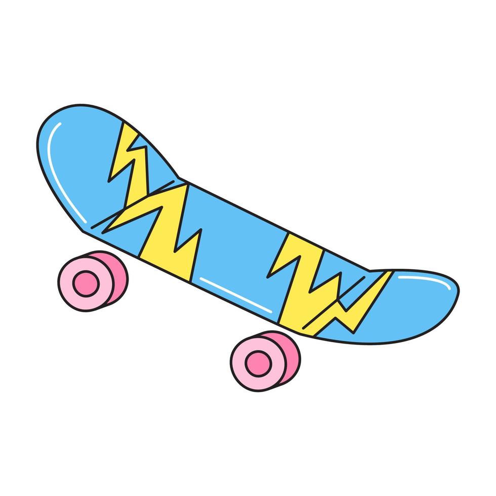 skateboard retro 90s stil. färgrik vektor klistermärke isolerat på vit bakgrund.