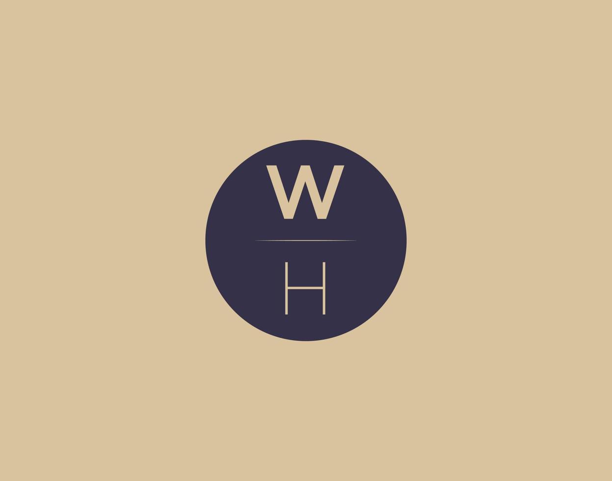 wh Brief moderne elegante Logo-Design-Vektorbilder vektor