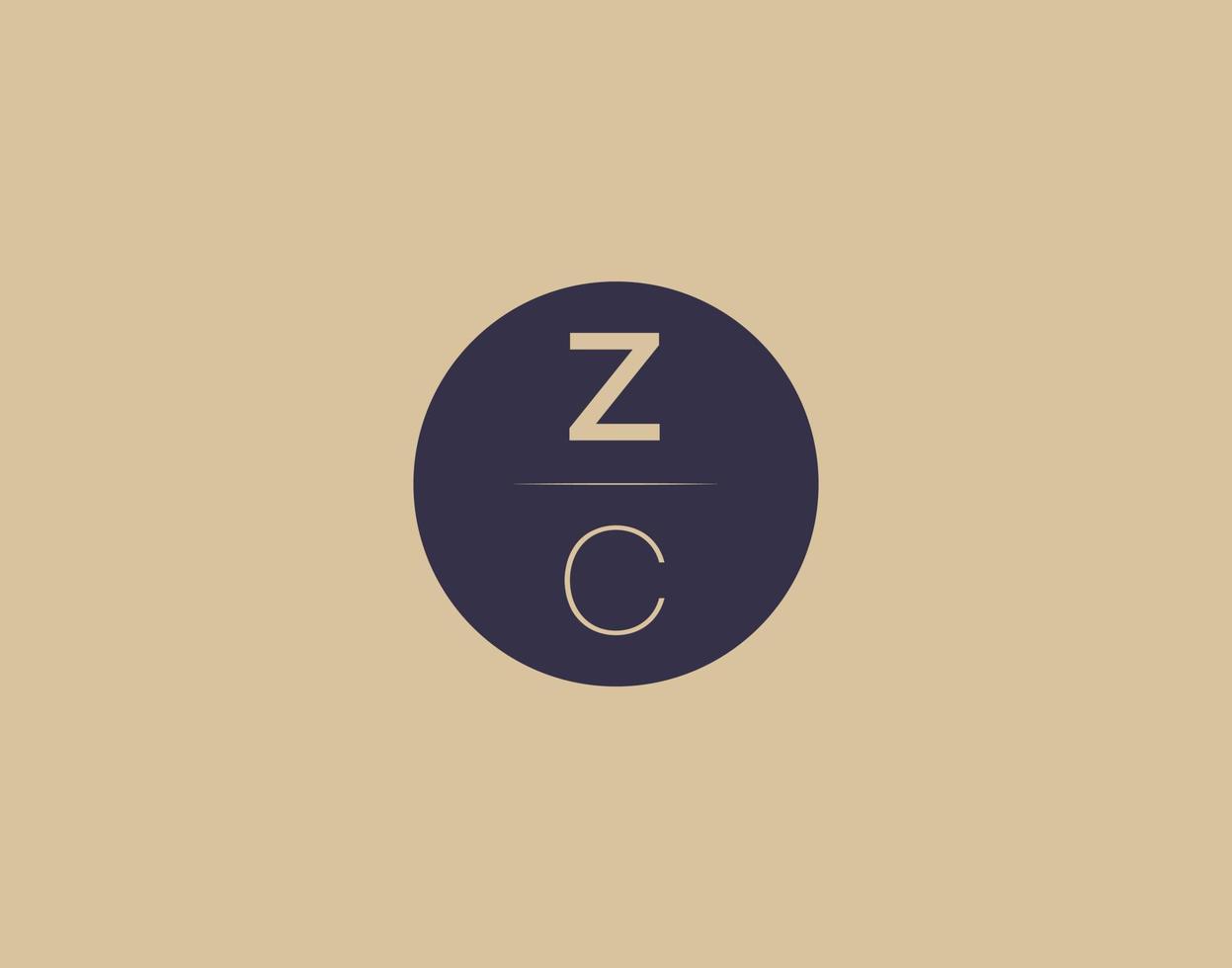 zc Brief moderne elegante Logo-Design-Vektorbilder vektor