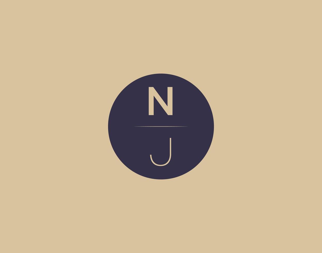 nj Brief moderne elegante Logo-Design-Vektorbilder vektor