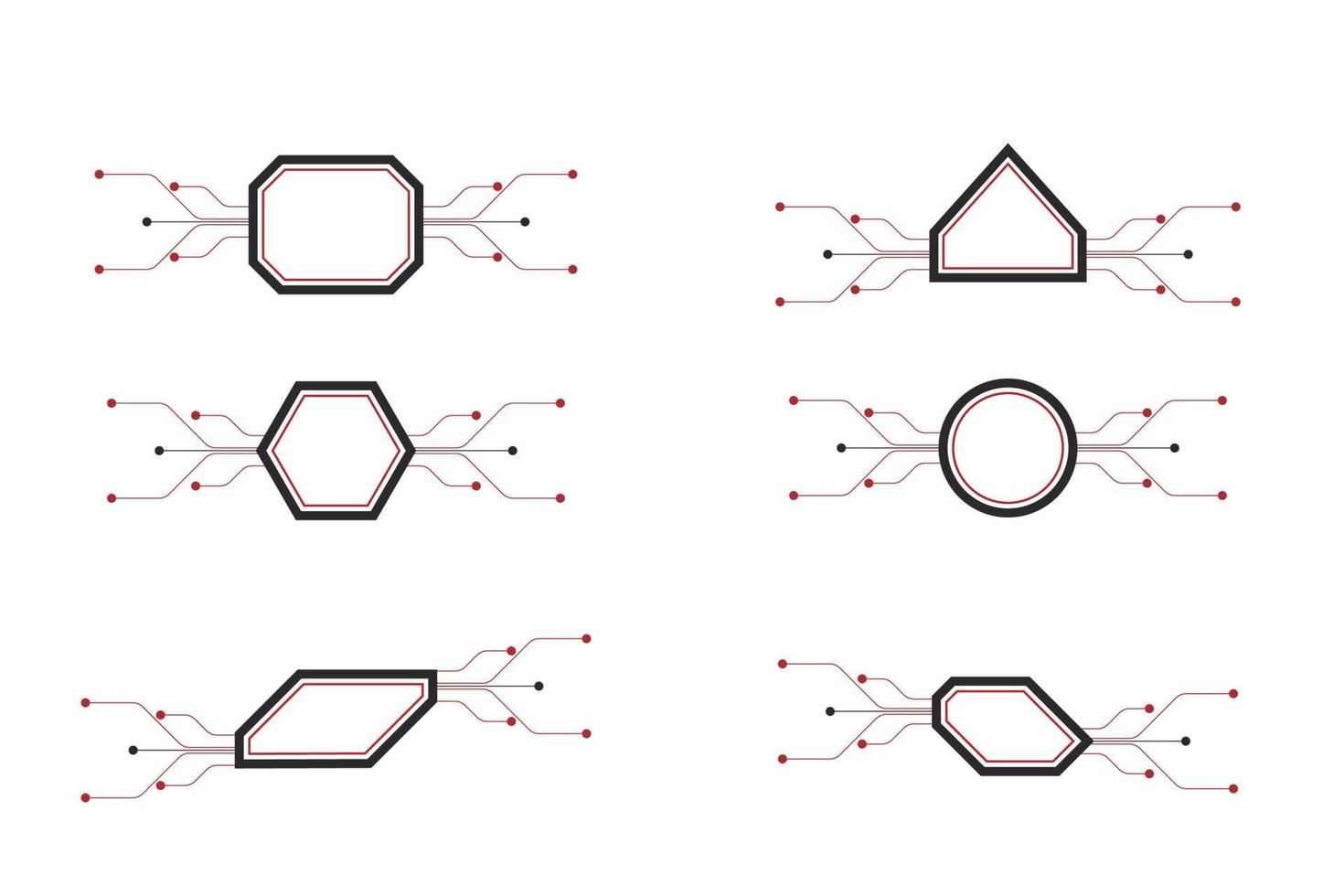 set geometrische technologieelemente. abstraktes digitales element der technologie, linienzukunft, beschriftungstitel und rahmen im hi-tech-stil, vektor. technologie für benutzeroberfläche, ui, symbol, webbanner, hintergrund. vektor