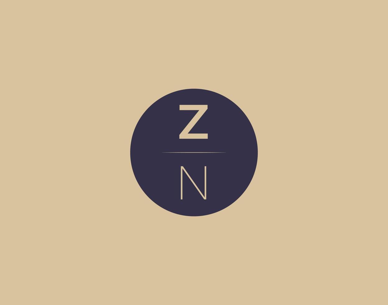 zn Brief moderne elegante Logo-Design-Vektorbilder vektor