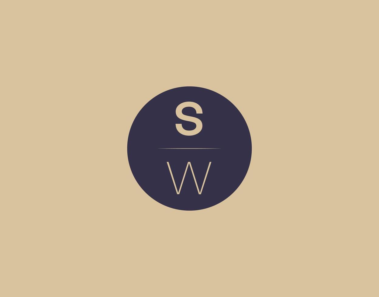 sw brev modern elegant logotyp design vektor bilder