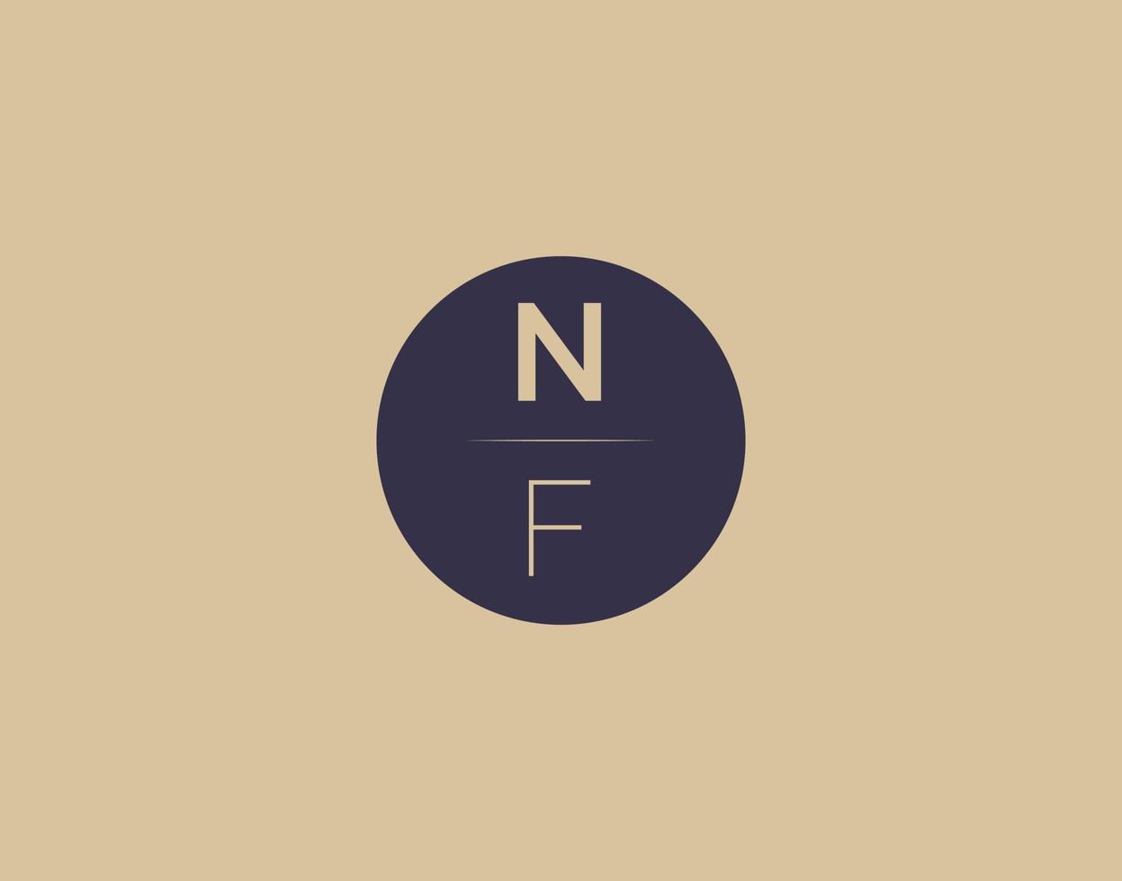 nf Brief moderne elegante Logo-Design-Vektorbilder vektor