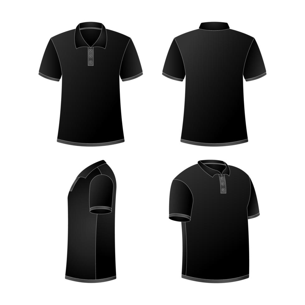 svart polo skjorta översikt mall vektor