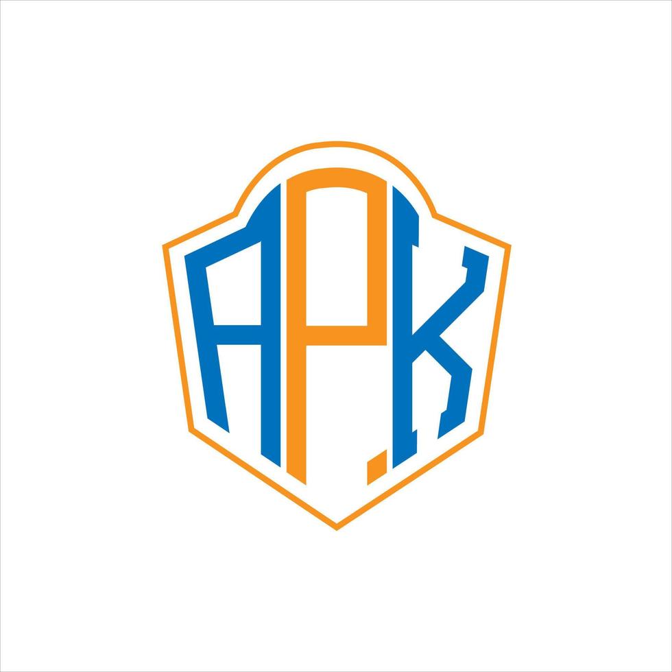 apk abstraktes Monogramm-Schild-Logo-Design auf weißem Hintergrund. apk kreatives Initialen-Buchstaben-Logo. vektor