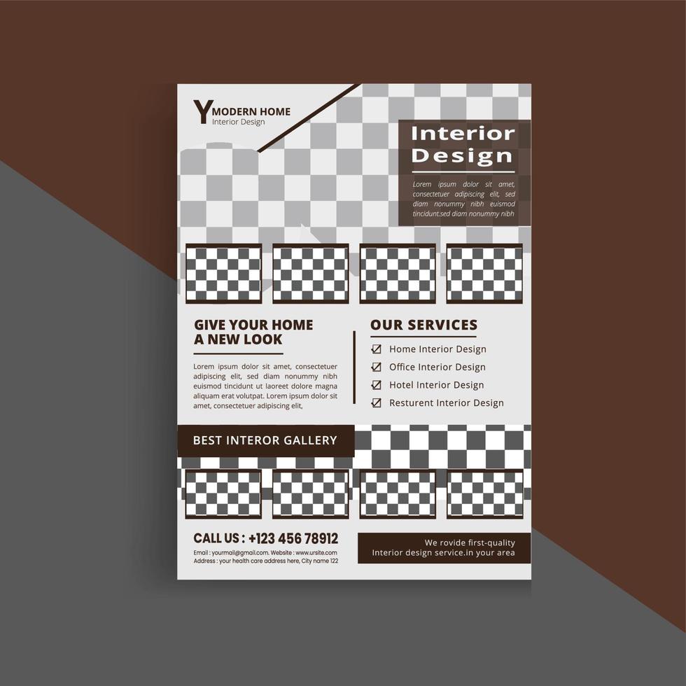 modernes interieur flyer broschürendesign, business cover größe a4 vorlage vektor