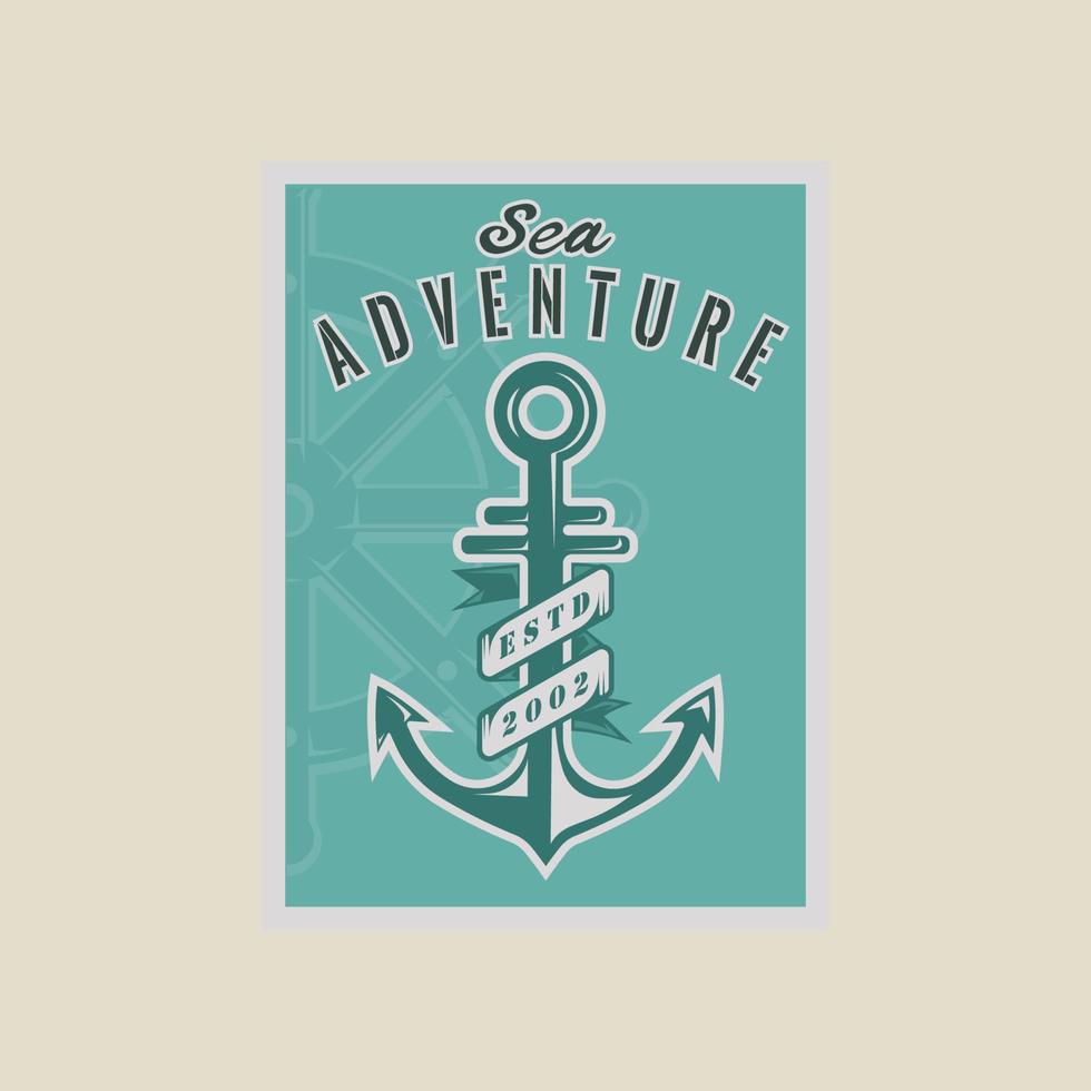 Anker Vintage Poster Vektor Illustration Vorlage Grafikdesign. marin nautisches Banner für Matrosen, Militärmarine oder Transport im Retro-Stil