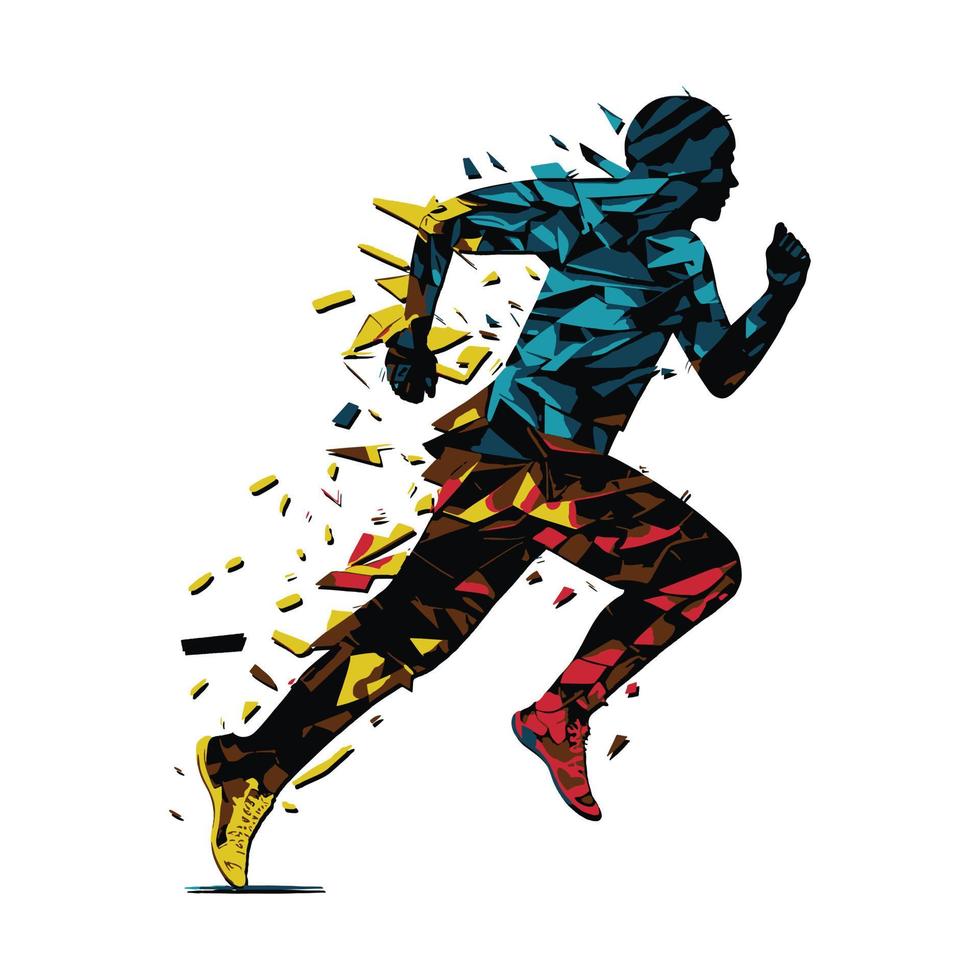 Illustration eines laufenden Kerls, der Designdesign unter Verwendung von Formen verwendet vektor