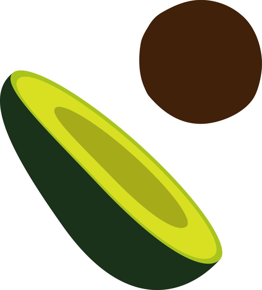 halv ett avokado med en grop. vektor illustration.