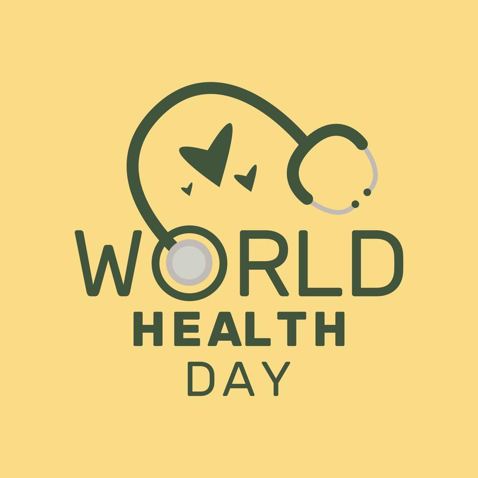 firande av värld hälsa dag begrepp med stetoskop. platt vektor illustration