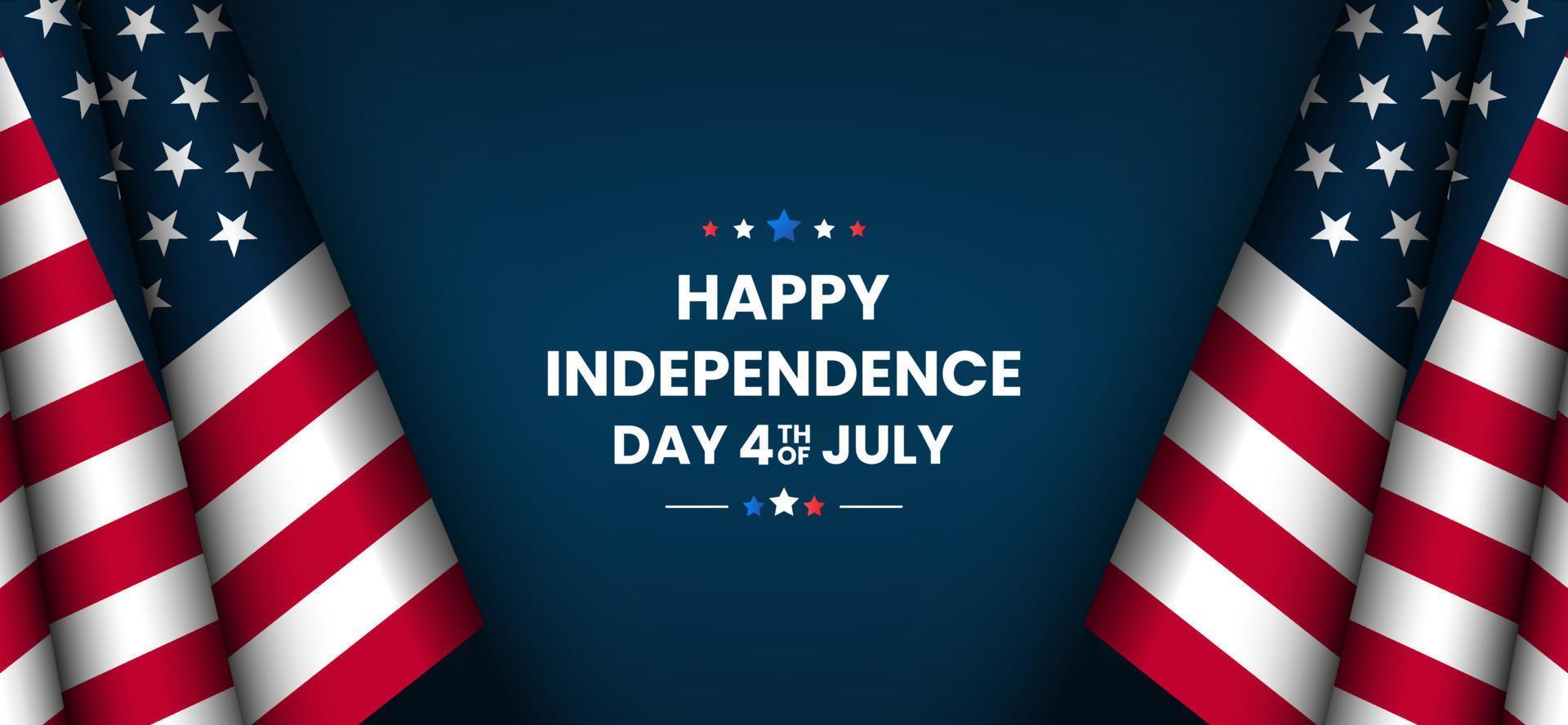 happy 4. juli usa unabhängigkeitstag grußkarte mit schwenkender amerikanischer nationalflagge und handbeschriftungstextdesign. Vektor-Illustration. vektor
