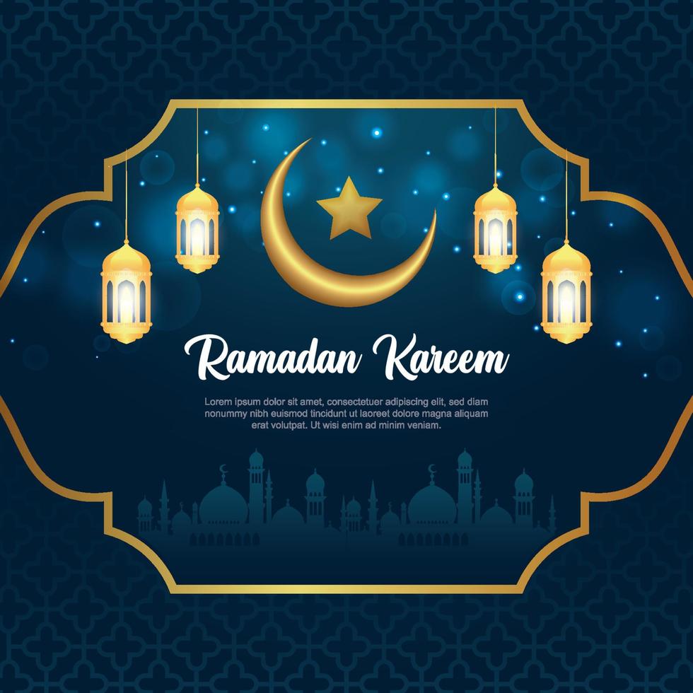 ramadan kareem hälsning kort design med islamic bakgrund vektor