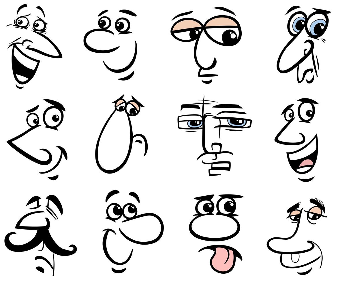 tecknade människor ansikten eller känslor samling vektor