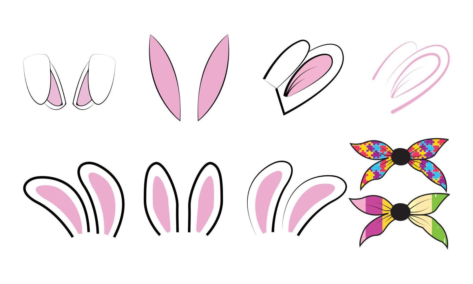 kanin öron påsk kanin bunt design. vektor