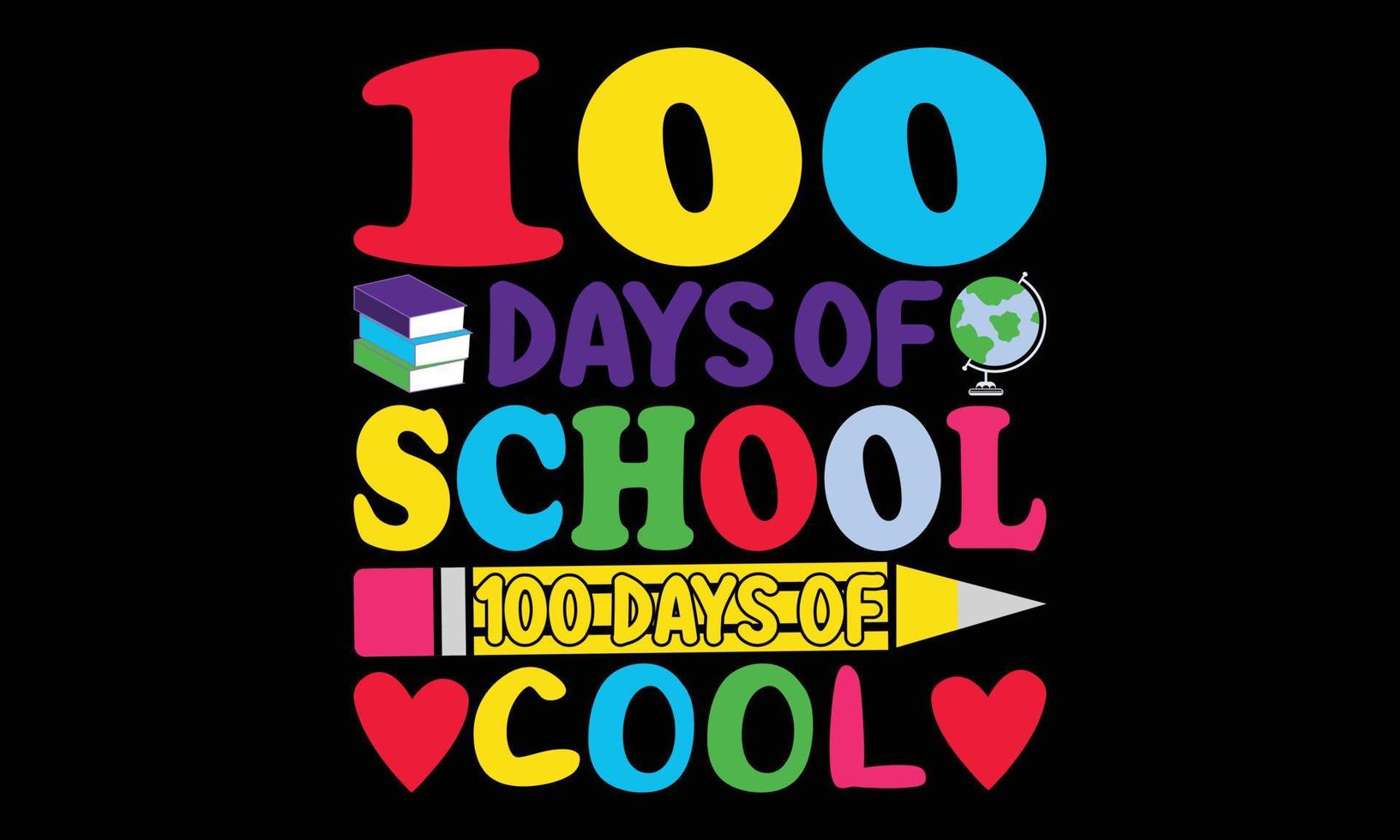 Happy First Day of School Life Design, 100 Tage Schulleben T-Shirt Design. vektor