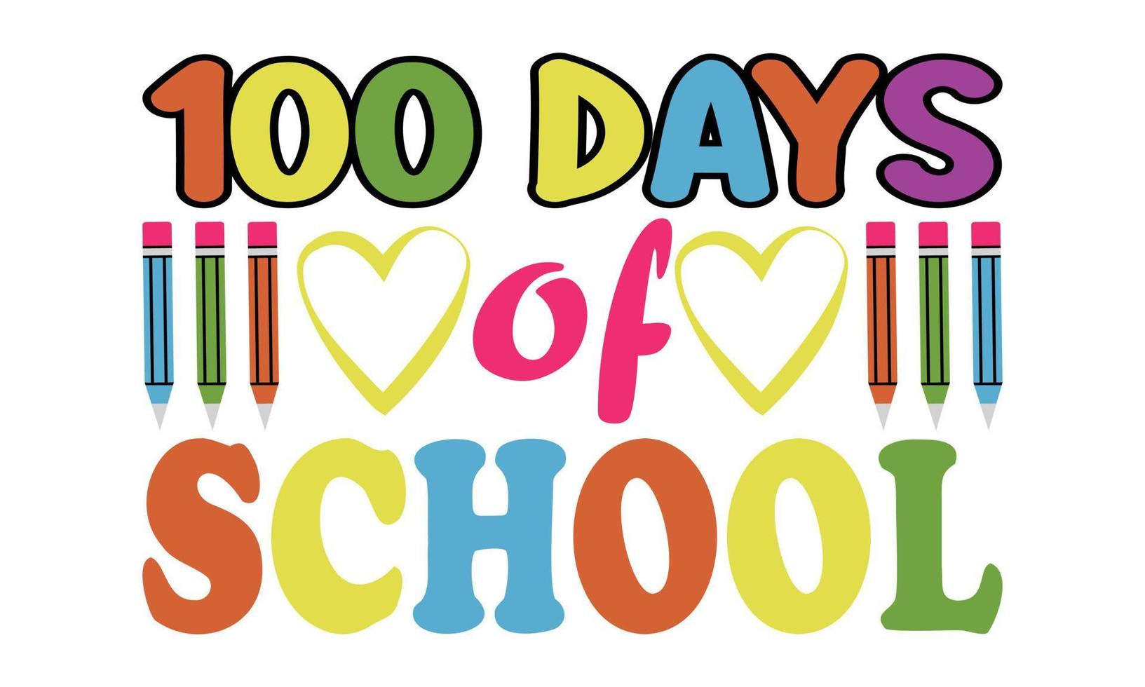 Happy First Day of School Life Design, 100 Tage Schulleben T-Shirt Design. vektor