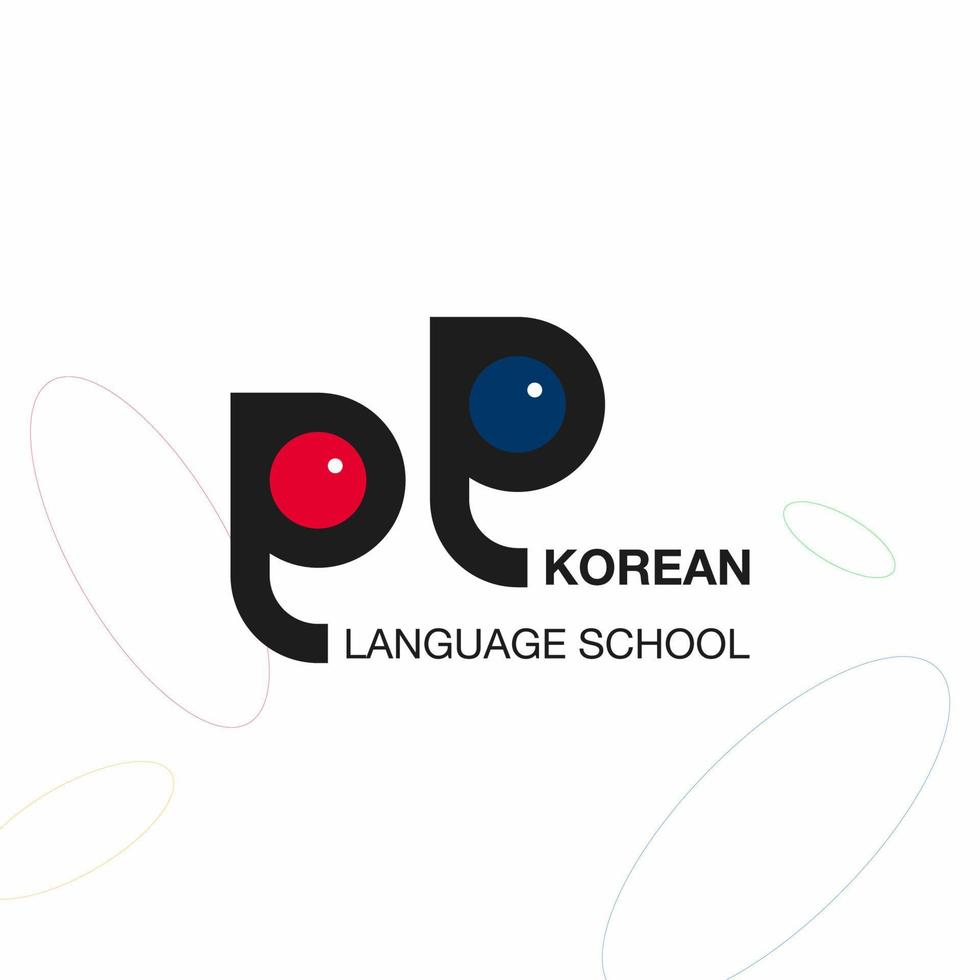 "koreanska" språk service ikoniska logotyp. begrepp av tolk, översättning, och skrivning hört byrå. vektor illustration