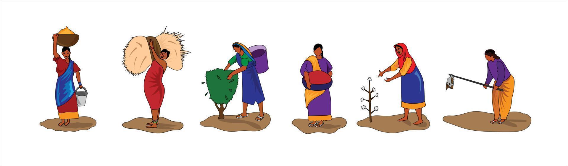 indisk kvinna arbetssätt vektor illustration