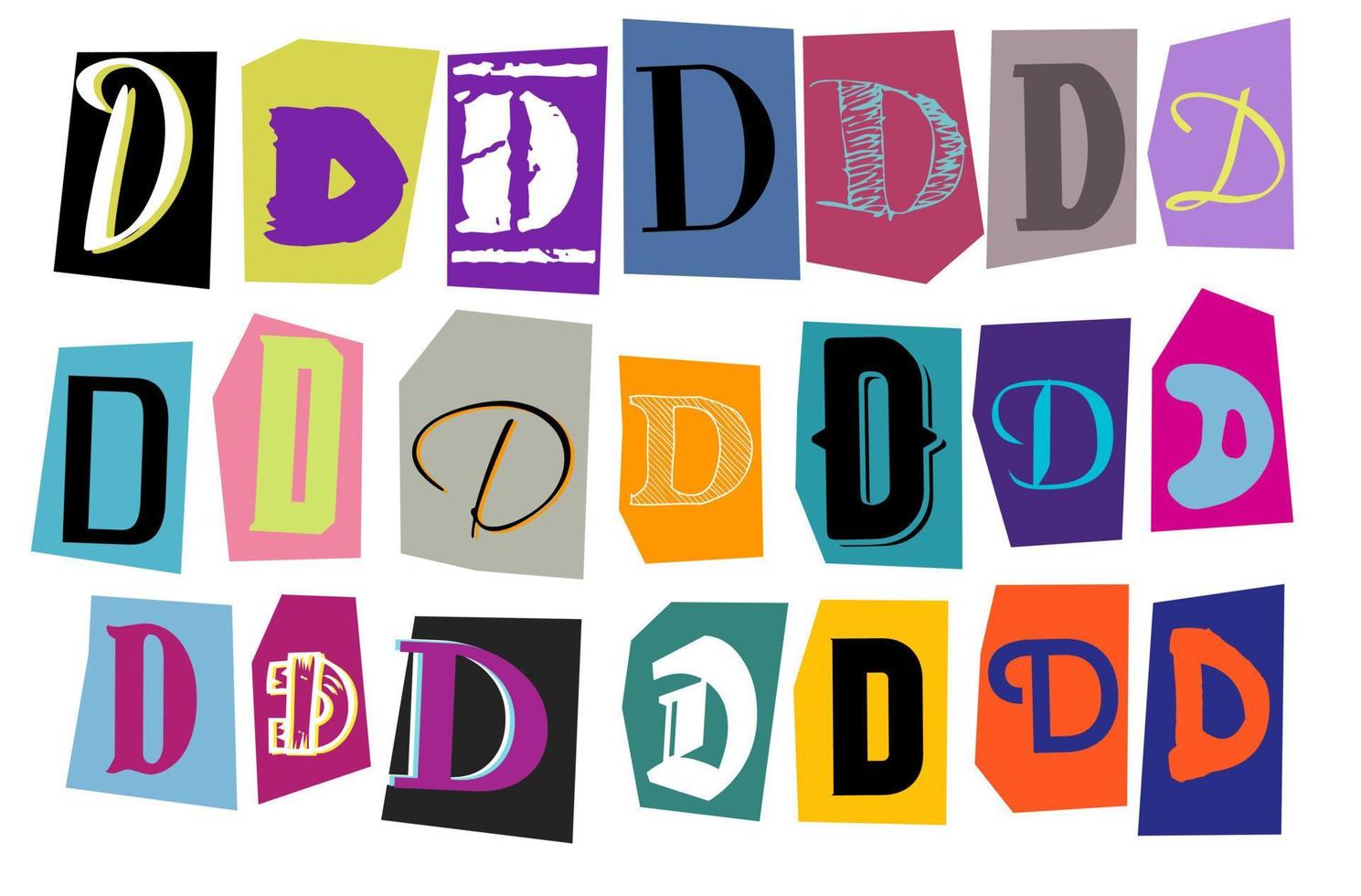 alfabet d - vektor skära tidning och tidskrift brev, papper stil lösen notera brev