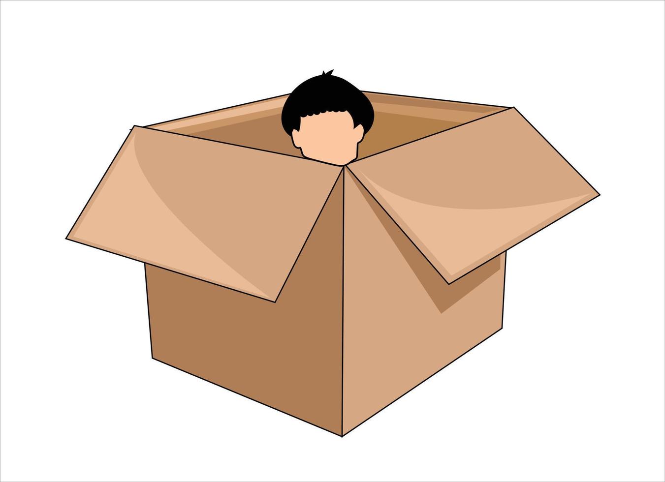 die Person, die sich in einer Kiste versteckt, die auf einer weißen Vektorillustration isoliert ist vektor