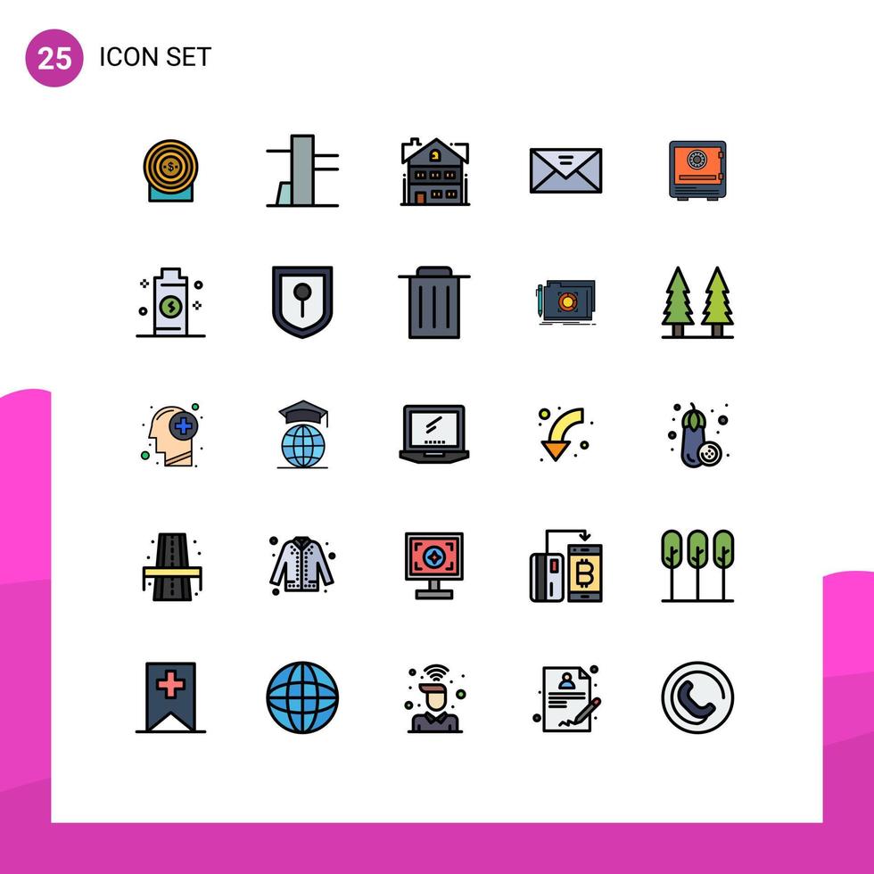 uppsättning av 25 modern ui ikoner symboler tecken för låsa Bank Hem säker meddelande redigerbar vektor design element