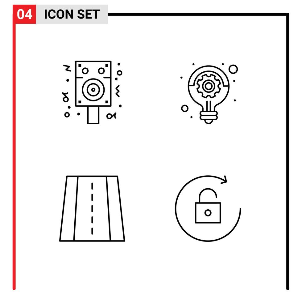 4 användare gränssnitt linje packa av modern tecken och symboler av högtalare väg fest strategi pil redigerbar vektor design element