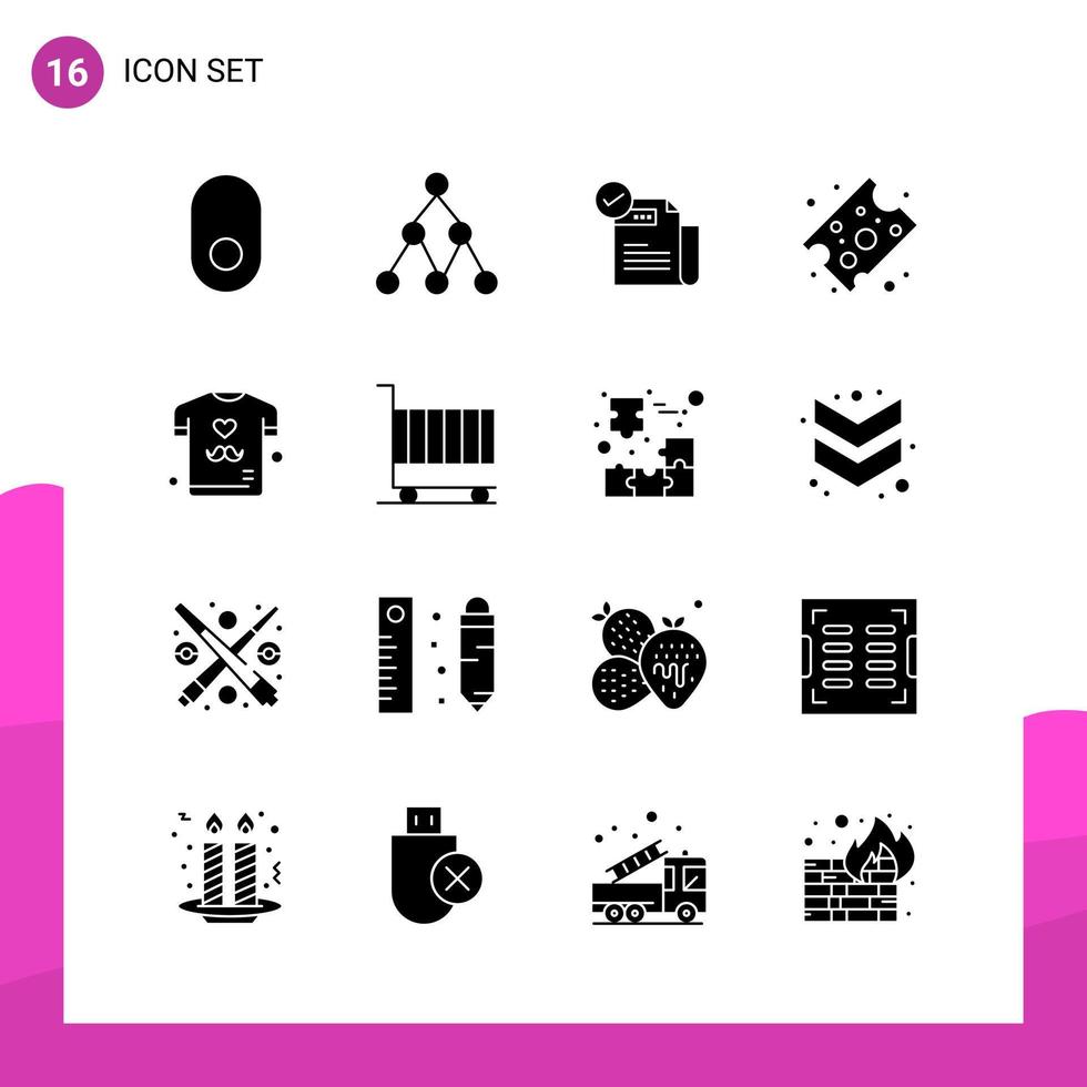 Glyph-Icon-Set Packung mit 16 soliden Icons isoliert auf weißem Hintergrund für reaktionsschnelles Website-Design, Print und mobile Anwendungen, kreativer schwarzer Icon-Vektorhintergrund vektor