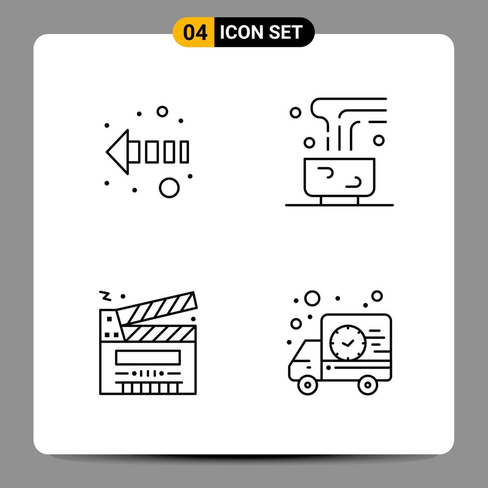 4 svart ikon packa översikt symboler tecken för mottaglig mönster på vit bakgrund 4 ikoner uppsättning kreativ svart ikon vektor bakgrund