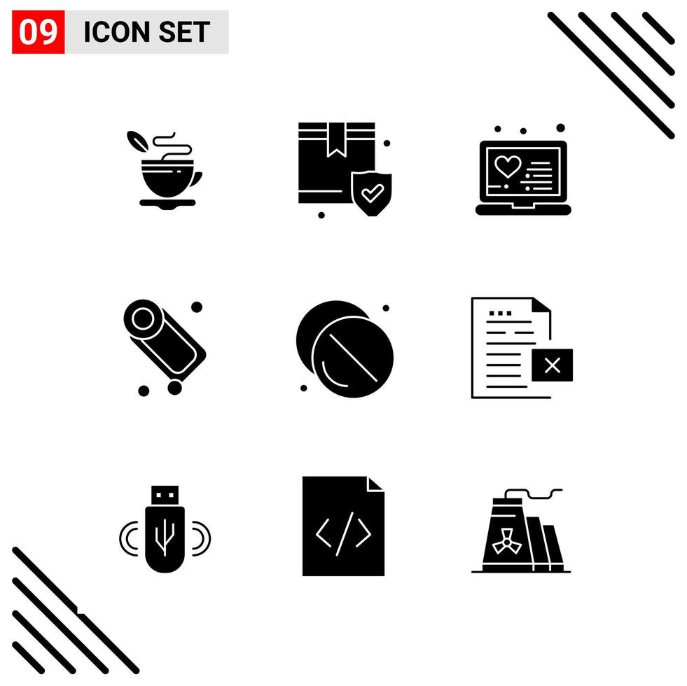 Pixel perfektes Set aus 9 soliden Symbolen. Glyphen-Icon-Set für die Gestaltung von Websites und die Schnittstelle für mobile Anwendungen. vektor